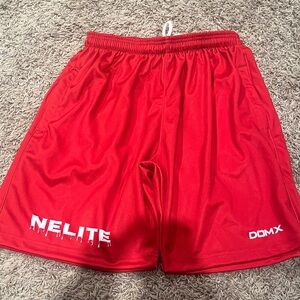 Red Men's Athletic Shorts with zipper pockets